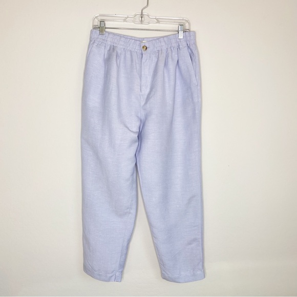 Madewell Linen Blend Track Trouser Pants Light Blue Size M - Picture 2 of 16